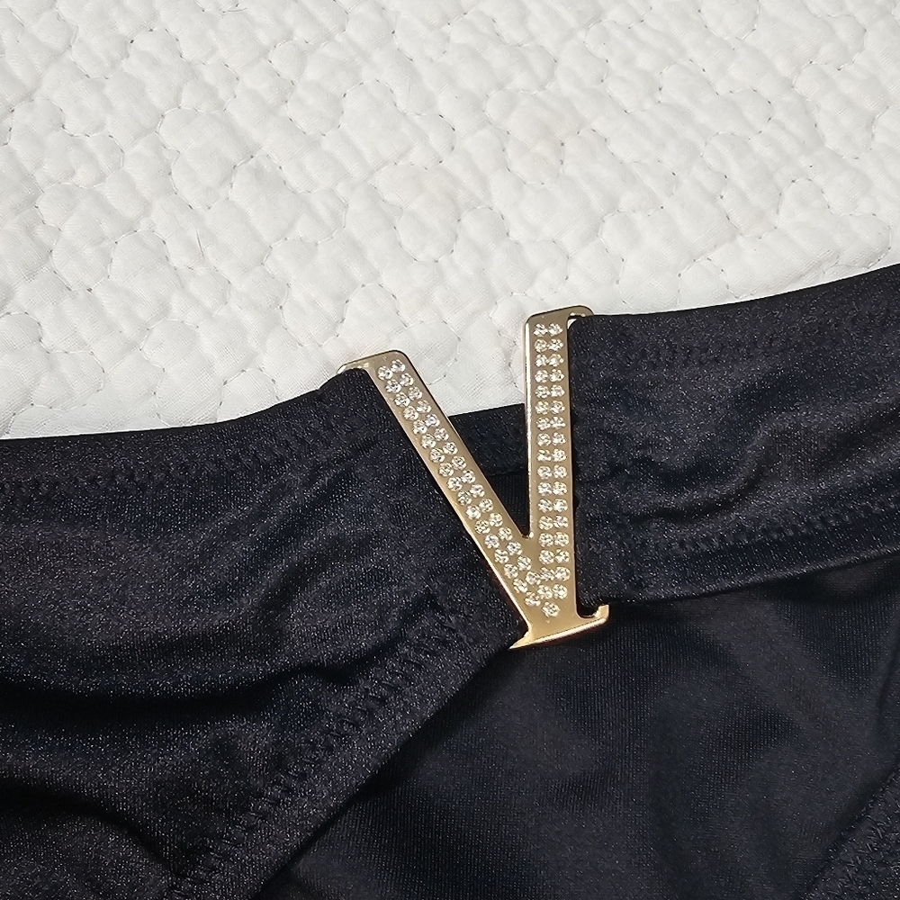 NWT Black Nero V Hardware Swim Bikini Bottom - Picture 5 of 9